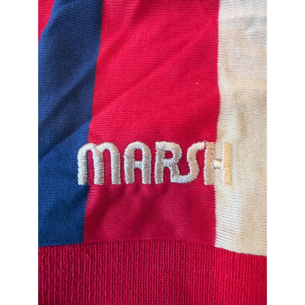 Action Gear Polo Short Sleeve Shirt Red Blue Tan Rugby Men’s Medium Vintage USA - Picture 7 of 8